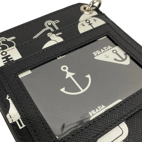 Auth PRADA - 2ZH068 Black White Saffiano Leather Shoulder Bag - Picture 11 of 16